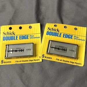 Vtg Schick Plus Platinum Double Edge Razor Blades Lot of 2 Packs 5x NOS